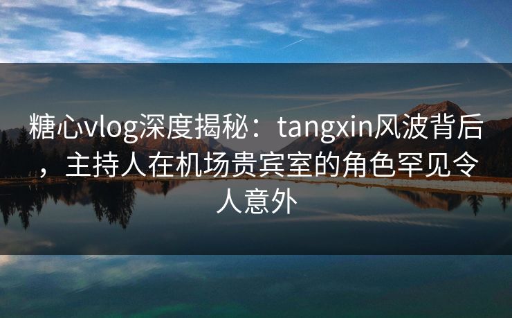 糖心vlog深度揭秘：tangxin风波背后，主持人在机场贵宾室的角色罕见令人意外