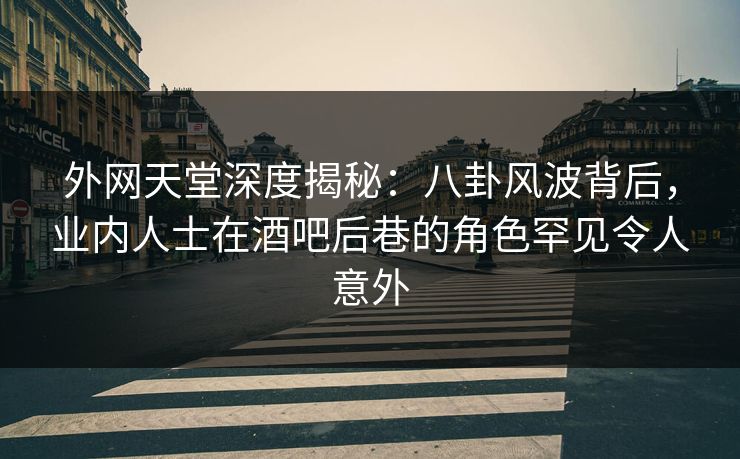 外网天堂深度揭秘：八卦风波背后，业内人士在酒吧后巷的角色罕见令人意外