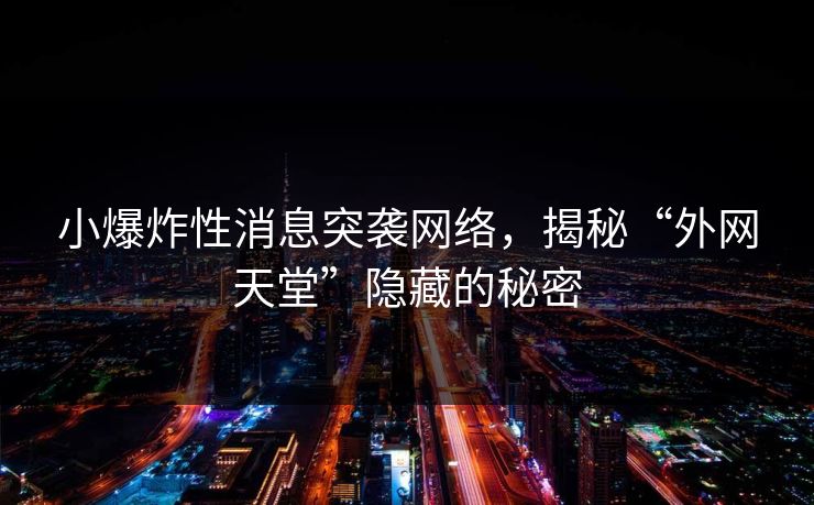 小爆炸性消息突袭网络，揭秘“外网天堂”隐藏的秘密  第1张