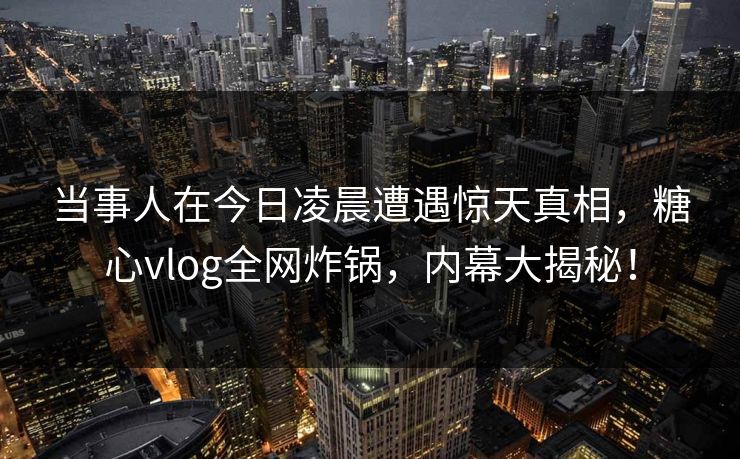 当事人在今日凌晨遭遇惊天真相，糖心vlog全网炸锅，内幕大揭秘！